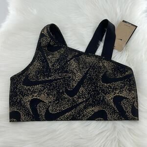 Nike Women's Swoosh Sports Bra - Black/Gold - Large - New with tags